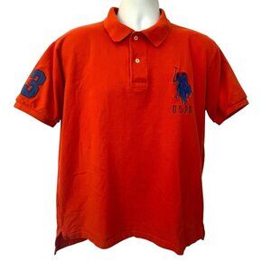 USPA US Polo Assn Mens Large Big Pony Short Sleeve Polo Shirt Preppy Y2K 90s